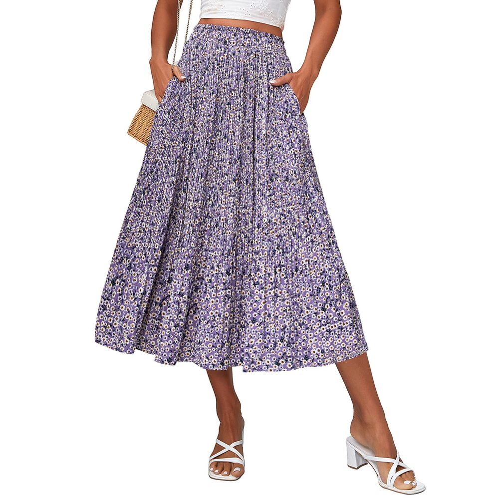 6225 Skirt High Waist Skirt Pattern Pleated Skirt Midi Length Swing Skirt